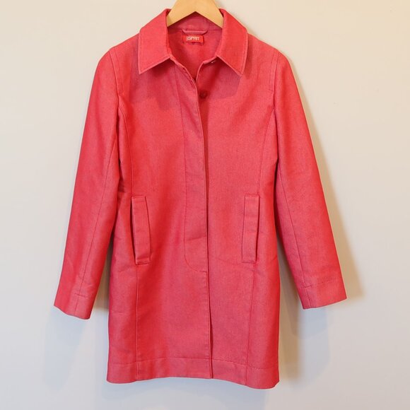 ESPRIT vintage red denim jacket peacoat button XS preppy fall retro classic 90s - Picture 1 of 8